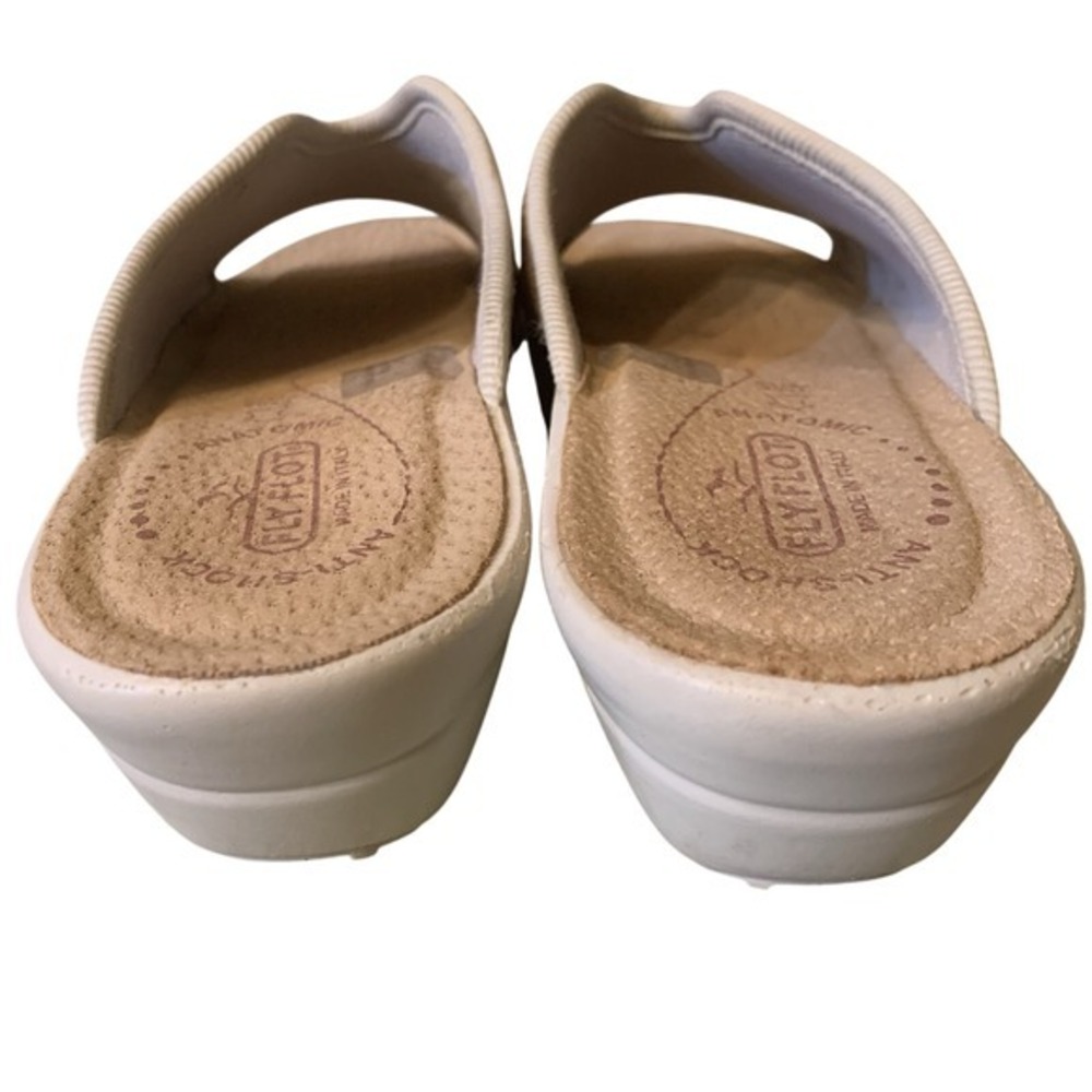 Fly Flot Ladies Size 40 US 9 Tan Fabric Mules Casual Rubber Comfort Slides Italy - Picture 8 of 12